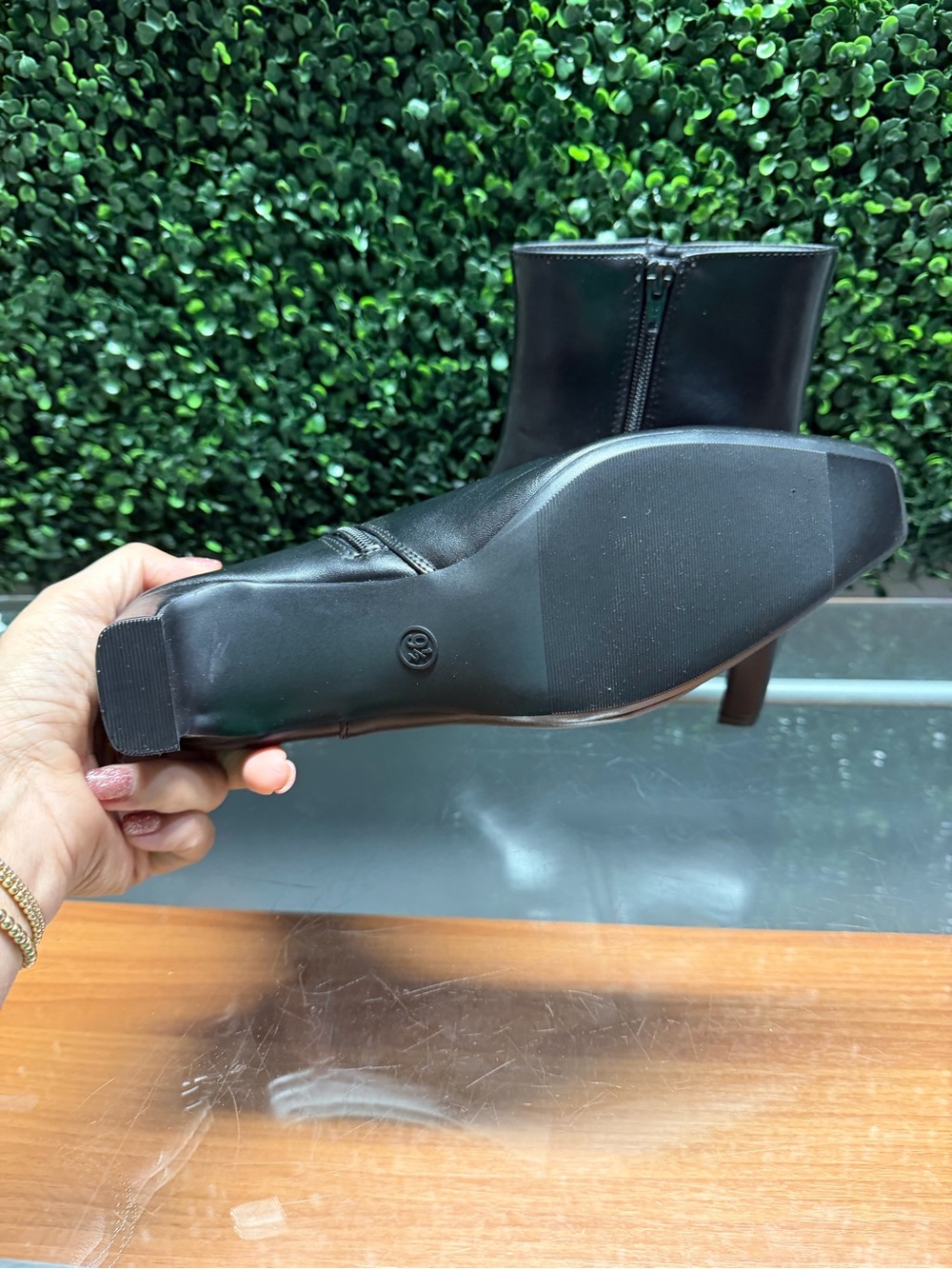 a new day Black Pointed Toe Leather Ankle Boots - Picture 5 of 9